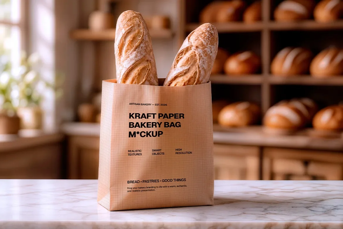 Kraft Paper Bakery Bag Mockup